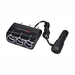 Roztrojka zapalovače DC 12-24V, s USB, s přepínači - klikněte pro větší náhled