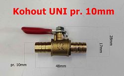 Kohout kulový mosazný UNI pr. 10mm, palivo, voda