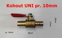 Kohout kulov mosazn UNI pr. 10mm, palivo, voda