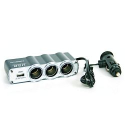 Roztrojka zapalovače DC 12-24V, s USB - klikněte pro větší náhled