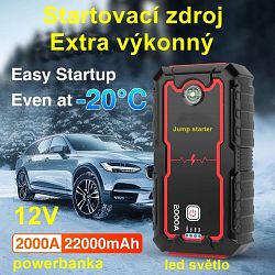startovací zdroj 2000A + power banka 12V LiPo - klikněte pro větší náhled